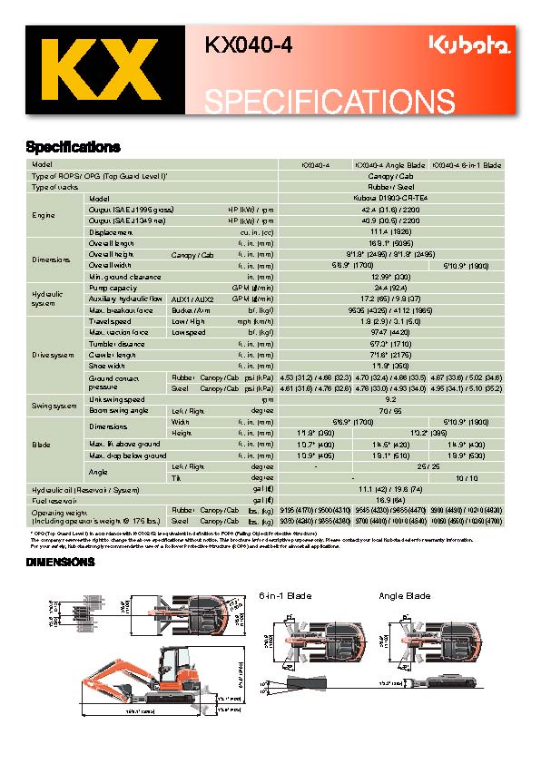 kx040 spec